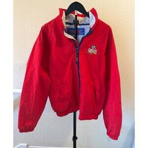 Dunbrooke Cheez-It Racing NASCAR Auto Racing Red Full Zip Jacket Checkered Flag